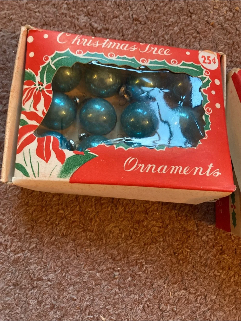 Vintage antique feather tree ornaments with box 2 sets